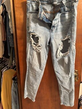 American Eagle Outfitters Light Blue Distressed Skinny Jeans